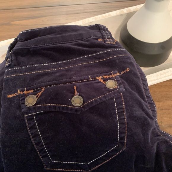 Navy Velvet Bootcut Low Waisted Pants - Picture 3 of 6